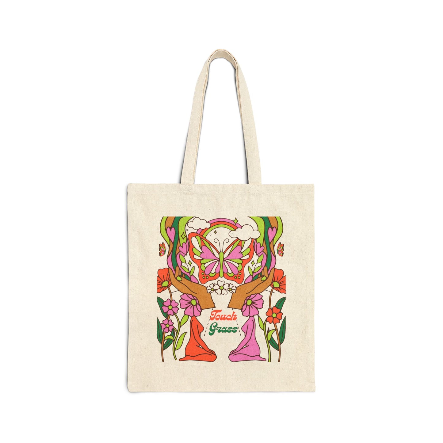 Groovy Floral Butterfly Tote Bag - 'Female Power' Canvas Shopper