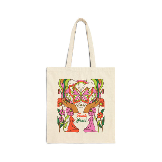 Groovy Floral Butterfly Tote Bag - 'Female Power' Canvas Shopper