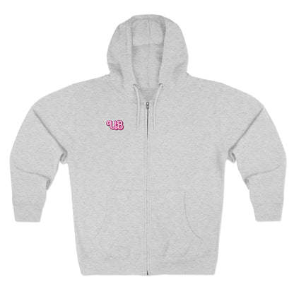 Uppity Psycho Princess Zip Hoodie — Retro Pink Script Back Graphic
