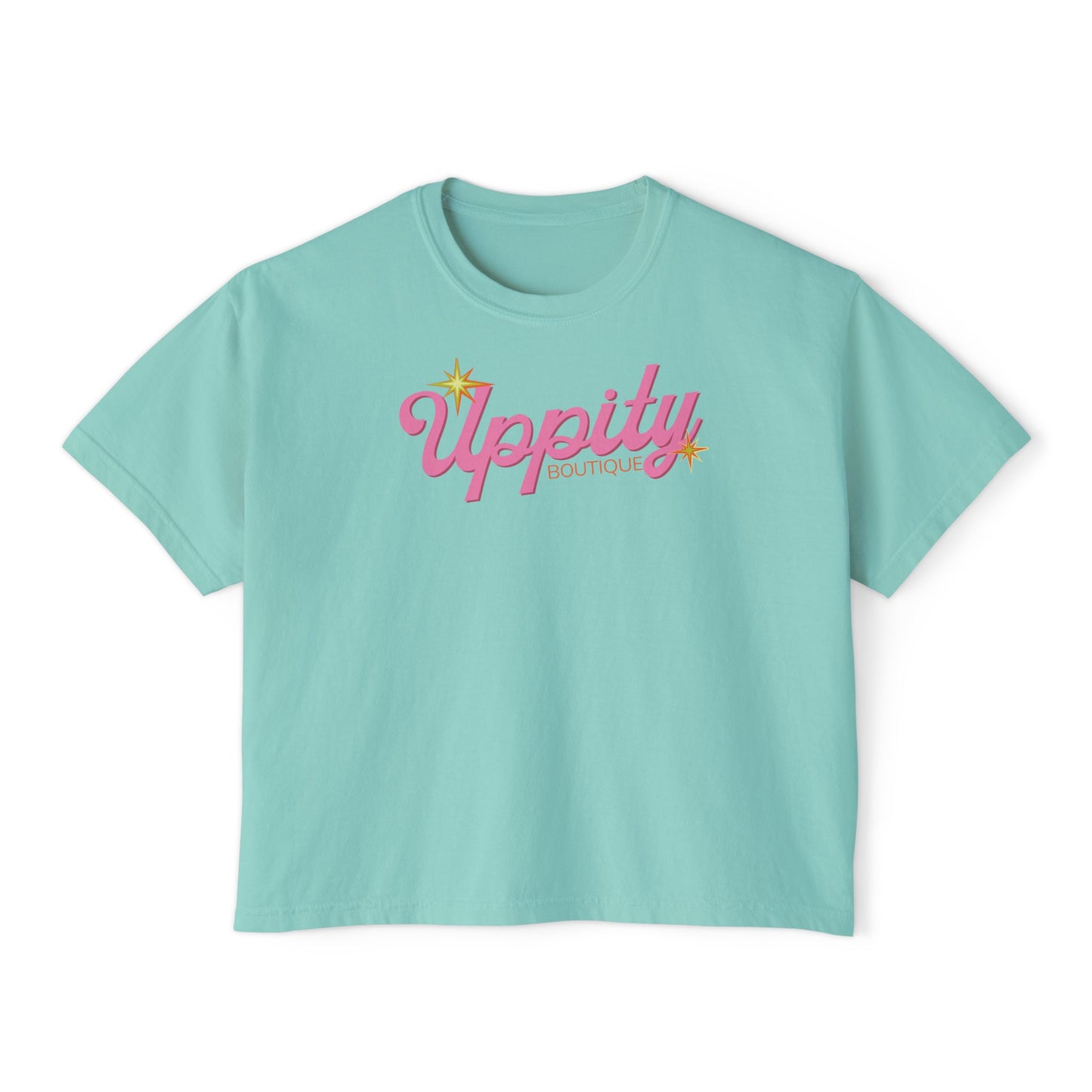 Uppity Pink Script Boxy Tee — Women's Retro Vibe Casual Top
