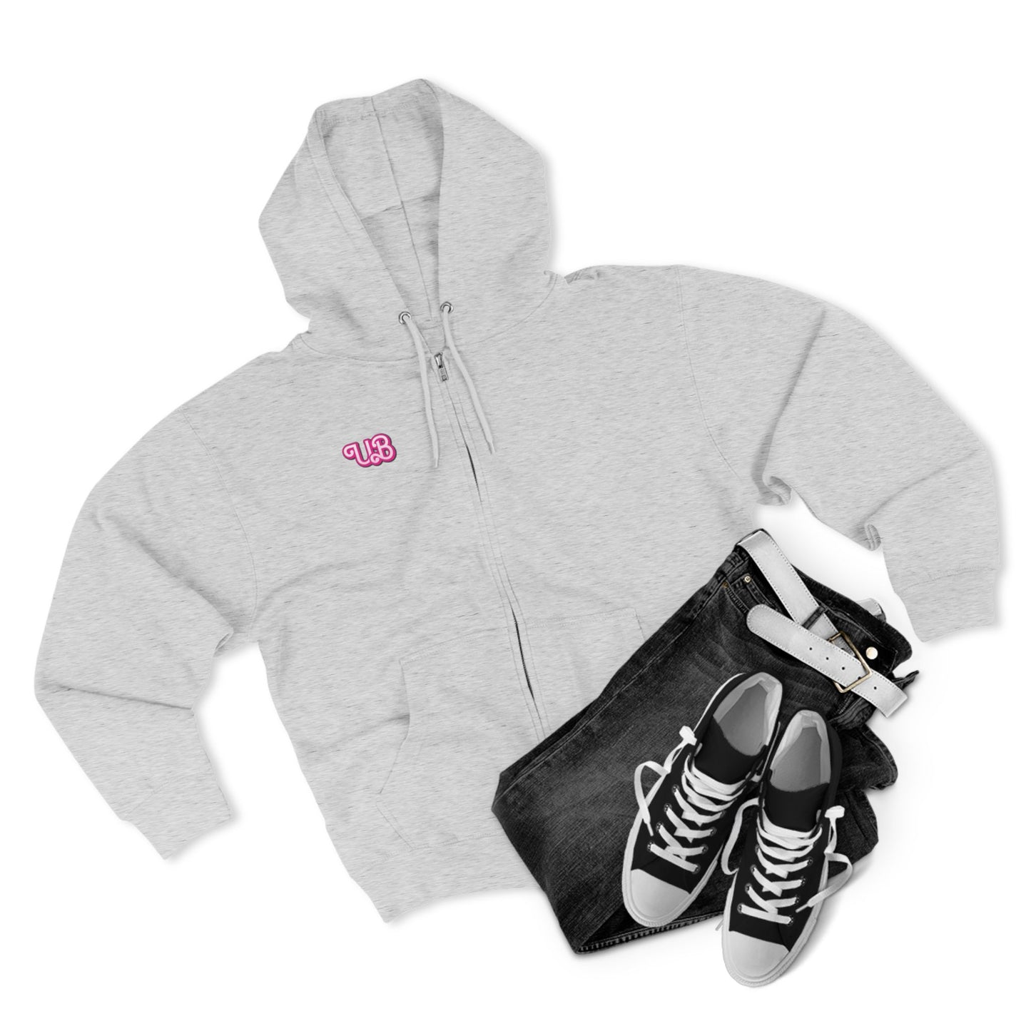 Uppity Psycho Princess Zip Hoodie — Retro Pink Script Back Graphic