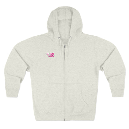 Uppity Psycho Princess Zip Hoodie — Retro Pink Script Back Graphic