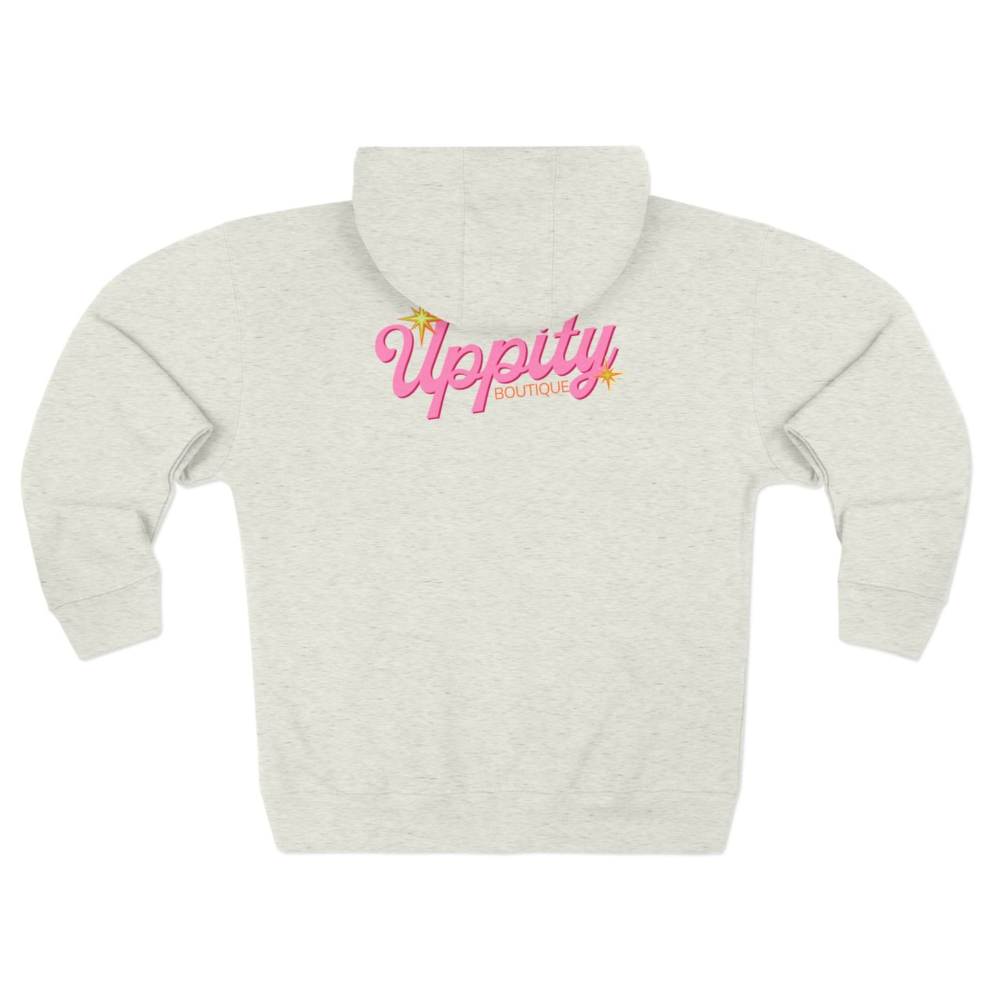 Uppity Princess Zip Hoodie — Retro Pink Script Back Graphic