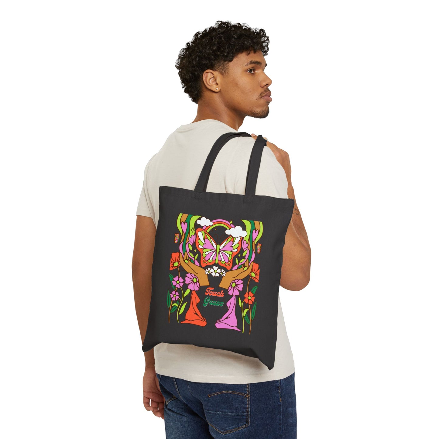 Groovy Floral Butterfly Tote Bag - 'Female Power' Canvas Shopper